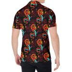 Red Dragon Lotus Pattern Print Men's Shirt