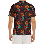 Red Dragon Lotus Pattern Print Men's Short Sleeve Rash Guard