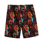 Red Dragon Lotus Pattern Print Men's Sports Shorts