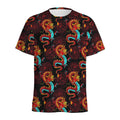 Red Dragon Lotus Pattern Print Men's Athletic T-Shirt