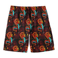 Red Dragon Lotus Pattern Print Men's Swim Trunks