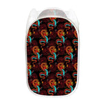 Red Dragon Lotus Pattern Print Mesh Laundry Hamper