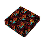 Red Dragon Lotus Pattern Print Outdoor Seat Cushion Cover