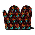 Red Dragon Lotus Pattern Print Oven Mitts