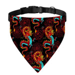 Red Dragon Lotus Pattern Print Over The Collar Dog Bandana