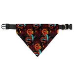 Red Dragon Lotus Pattern Print Over The Collar Dog Bandana
