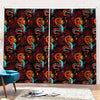 Red Dragon Lotus Pattern Print Pencil Pleat Curtains