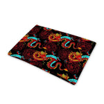 Red Dragon Lotus Pattern Print Pet Cooling Mat Cover