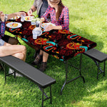 Red Dragon Lotus Pattern Print Picnic Table Cover