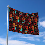 Red Dragon Lotus Pattern Print Polyester Flag