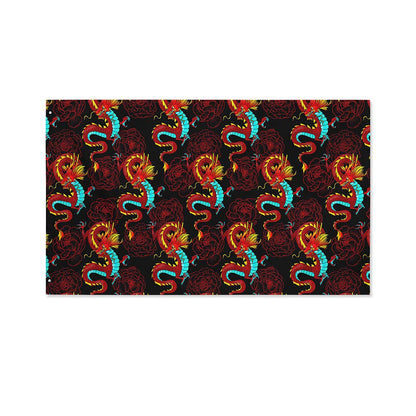 Red Dragon Lotus Pattern Print Polyester Flag