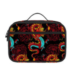Red Dragon Lotus Pattern Print Portable Lunch Bag