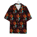 Red Dragon Lotus Pattern Print Rayon Hawaiian Shirt