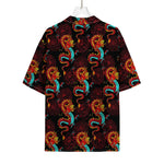 Red Dragon Lotus Pattern Print Rayon Hawaiian Shirt