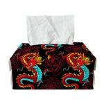 Red Dragon Lotus Pattern Print Rectangle Tissue Box Cover