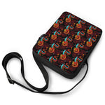 Red Dragon Lotus Pattern Print Rectangular Crossbody Bag