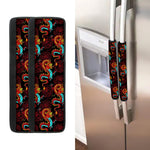 Red Dragon Lotus Pattern Print Refrigerator Handle Covers