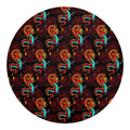 Red Dragon Lotus Pattern Print Round Blanket