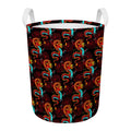 Red Dragon Lotus Pattern Print Round Laundry Basket