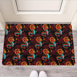 Red Dragon Lotus Pattern Print Rubber Doormat