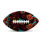 Red Dragon Lotus Pattern Print Rugby Ball