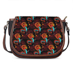 Red Dragon Lotus Pattern Print Saddle Bag