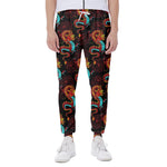 Red Dragon Lotus Pattern Print Scuba Joggers