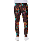 Red Dragon Lotus Pattern Print Scuba Joggers