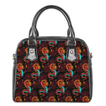 Red Dragon Lotus Pattern Print Shoulder Handbag