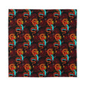 Red Dragon Lotus Pattern Print Silk Bandana