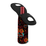 Red Dragon Lotus Pattern Print Single Neoprene Wine Tote