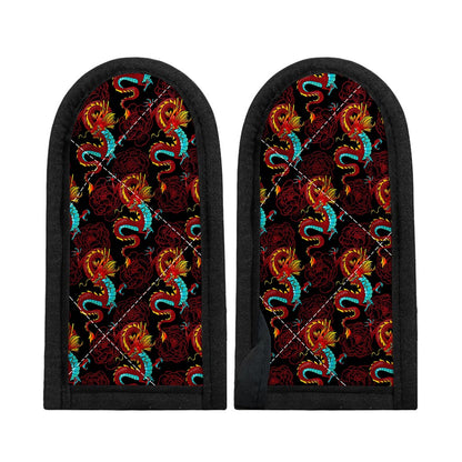 Red Dragon Lotus Pattern Print Skillet Handle Cover