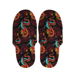 Red Dragon Lotus Pattern Print Slippers