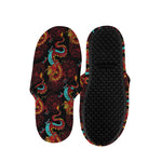 Red Dragon Lotus Pattern Print Slippers