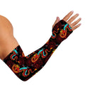 Red Dragon Lotus Pattern Print Sun Protection Arm Sleeves