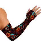 Red Dragon Lotus Pattern Print Sun Protection Arm Sleeves