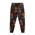 Red Dragon Lotus Pattern Print Sweatpants