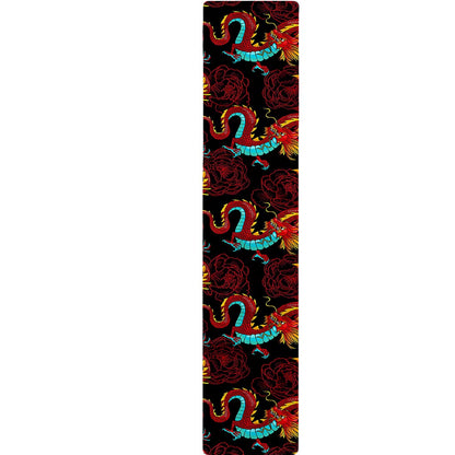 Red Dragon Lotus Pattern Print Table Runner