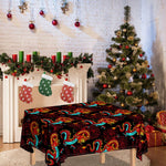 Red Dragon Lotus Pattern Print Tablecloth