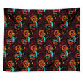 Red Dragon Lotus Pattern Print Tapestry