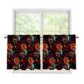 Red Dragon Lotus Pattern Print Tier Curtains