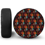 Red Dragon Lotus Pattern Print Tire Cover