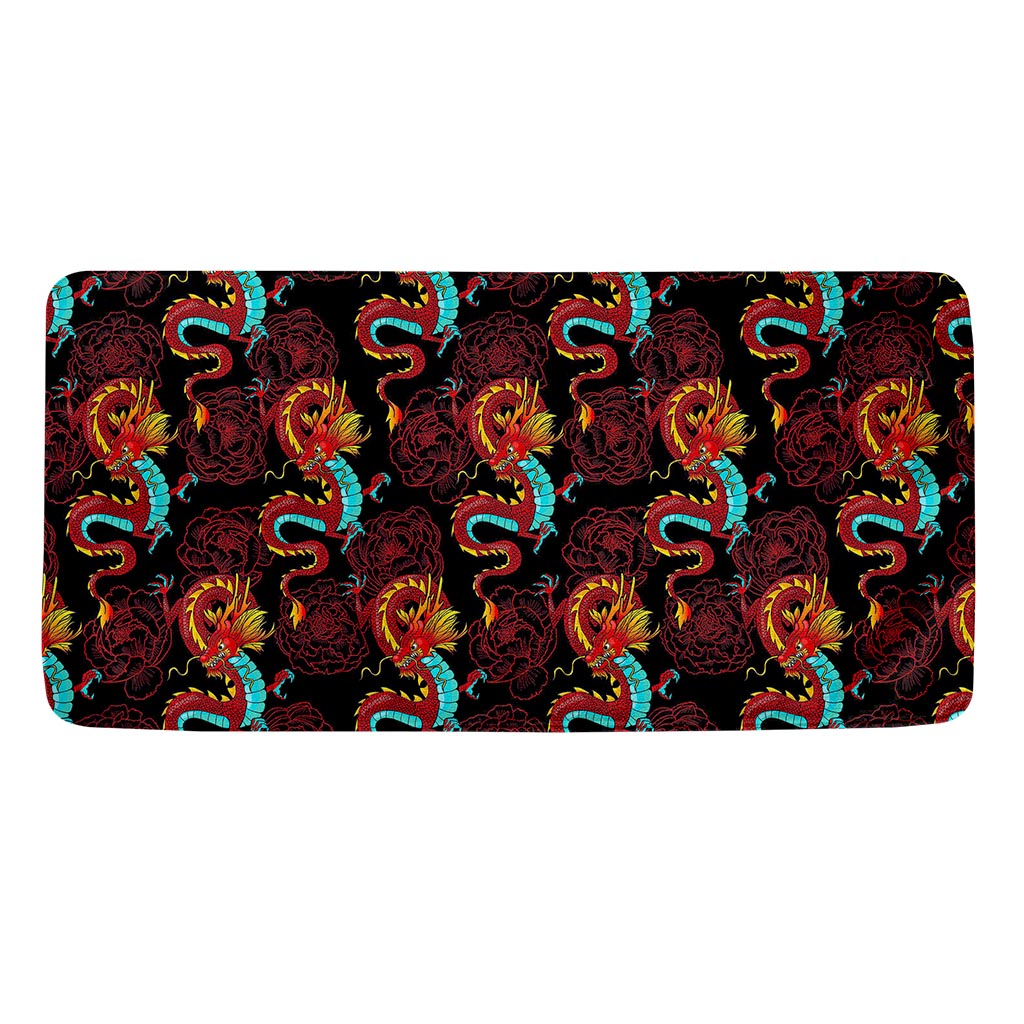 Red Dragon Lotus Pattern Print Towel