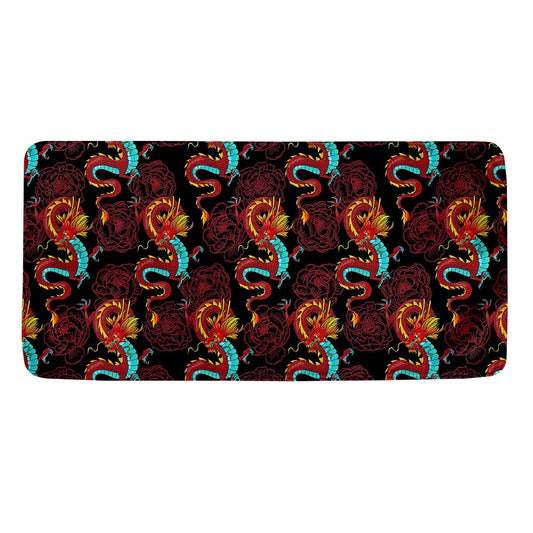 Red Dragon Lotus Pattern Print Towel
