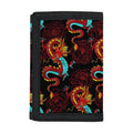 Red Dragon Lotus Pattern Print Trifold Wallet