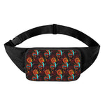 Red Dragon Lotus Pattern Print Waist Bag