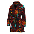 Red Dragon Lotus Pattern Print Women's Bathrobe