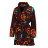 Red Dragon Lotus Pattern Print Women's Bathrobe