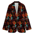 Red Dragon Lotus Pattern Print Women's Blazer