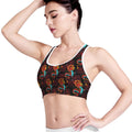 Red Dragon Lotus Pattern Print Women's Sports Bra